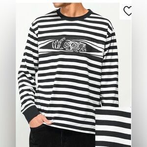 Lurking Class Skull Stripe Long Sleeve T-Shirt Black White Men’s Small